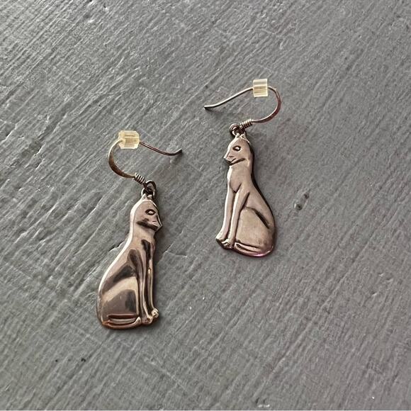 925 Sterling Silver Cat Earrings - Picture 4 of 5